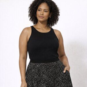 Theory Textured A-Line Skirt – Black/Silver – Size Large